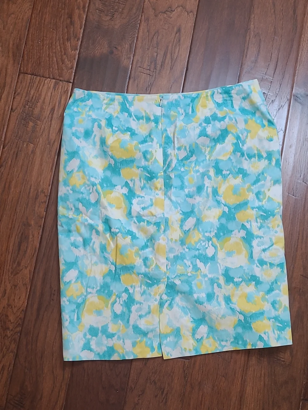 Talbots Teal, Yellow & White Pencil Skirt size 12